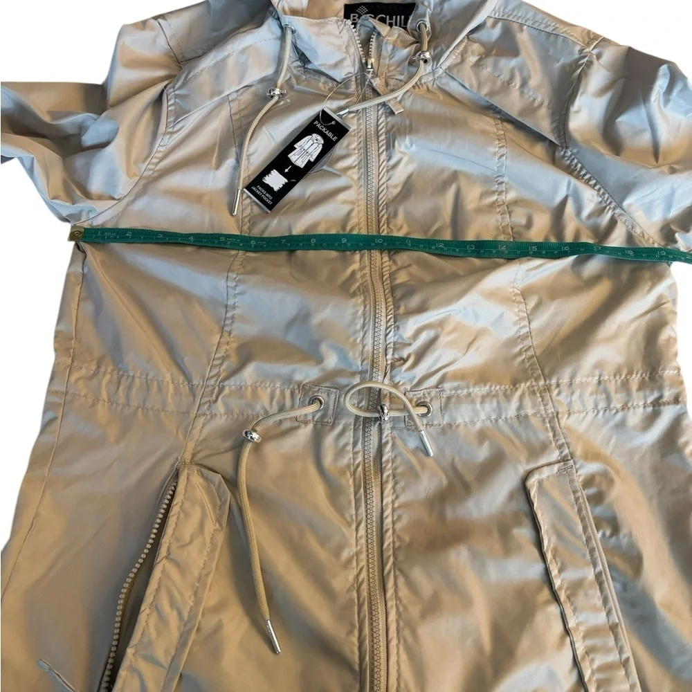 Big Chill Women's Beige Hooded Water Resist Windbreaker cinchwaist Jacket Small - Picture 7 of 16